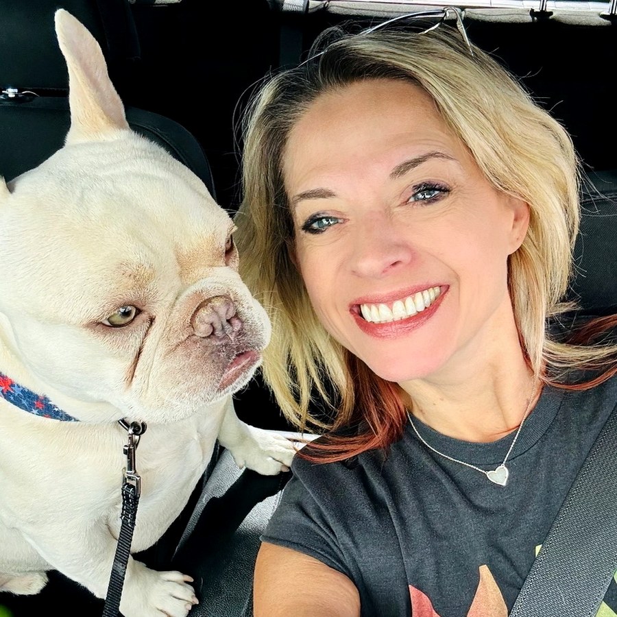 Gina and Doug, one of the Thrive Vibes dogs